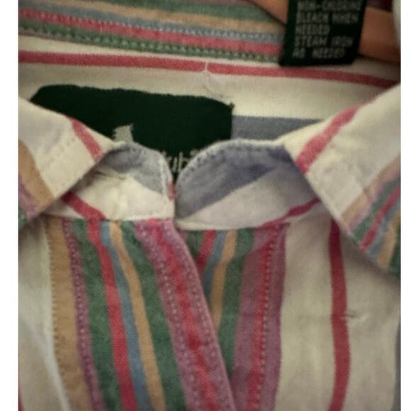 Vintage Classic Multicolored Pastel Stripe Coastal Preppy Button Down Top - Picture 9 of 11